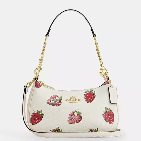🍓Coach Cream Strawberry Pattern Shoulder Bag🍓 - Picture 1 of 4